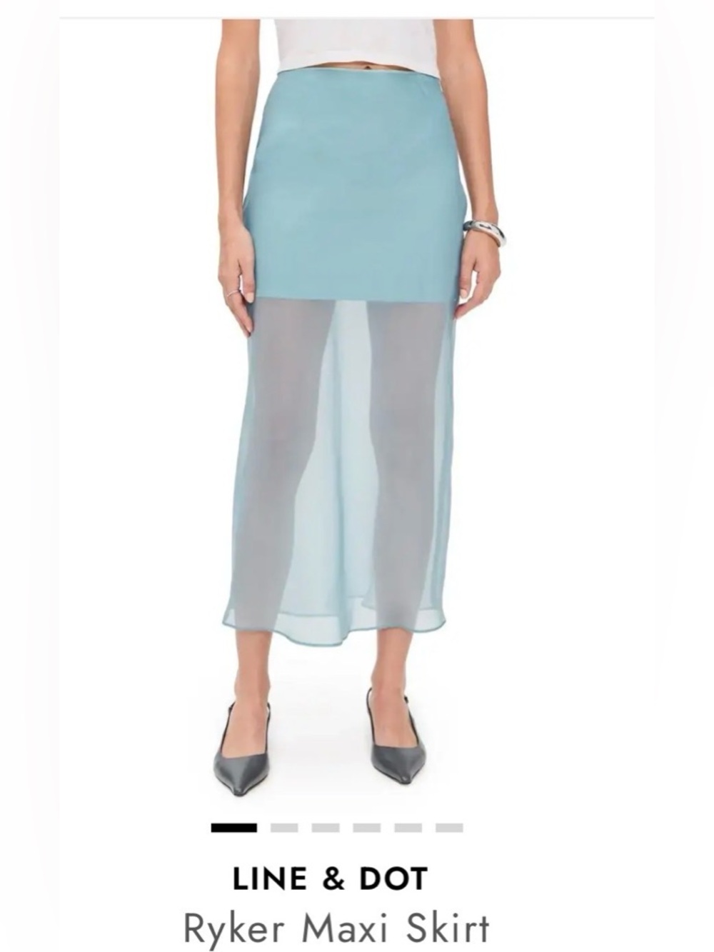 Line & Dot Seafoam Green Sheer Panel Maxi Skirt